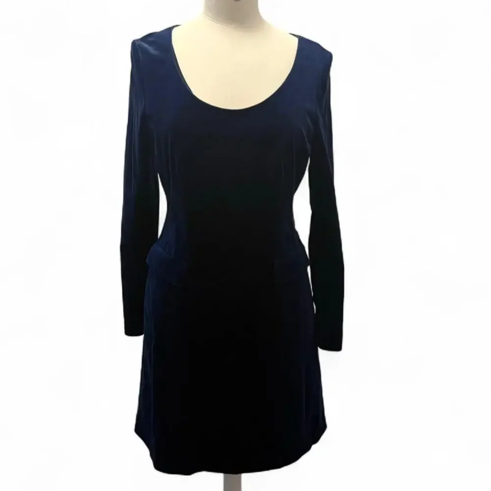 NWT Theory Navy blue velvet mini dress with long sleeves (size 6) 234